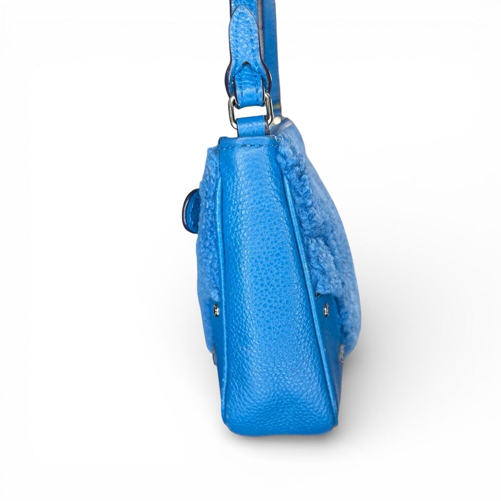 Coach Small Rhyder Pochette Blue Shearling Leather Crossbody Bag 36490 - Picture 3 of 12